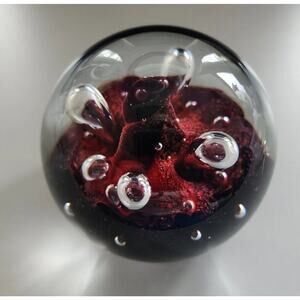 Vintage Caithness Dark Red Miniature Moonflower Paperweight Small PB204/16